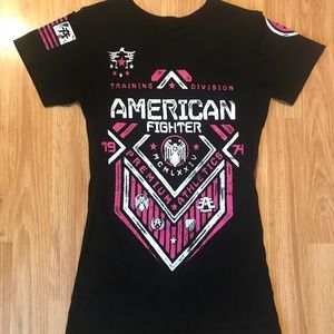Black and Pink American Fighter Shirt